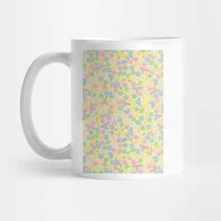 retro yellow florals, groovy 60s pattern, 70s flowers, yellow flower pattern, girly, for teen girl, retro, ditsy, ditsy daisy, pastel yellow Mug